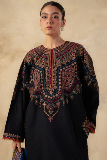 KHADDAR 3PC STITCHED DRESS EMBROIDERED SHAWL ZW-24