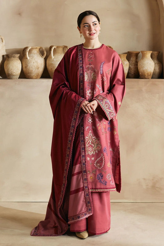 KHADDAR 3PC STITCHED DRESS EMBROIDERED SHAWL D-738