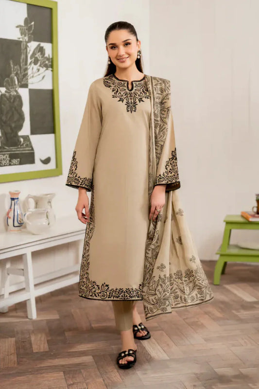 WOOL MAREENA 3PC STITCHED DRESS PRINTED SHAWL D-123